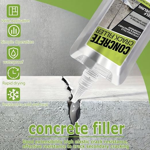 All-Surface Waterproof Crack Filler, Concrete Crack Filler, Heavy-Duty Concrete Crack Repair,Quick-Drying Waterproof Sealer for Outdoor Concretes, Home Repairs, and Renovations (2Pcs)