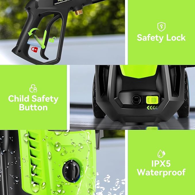 5000PSI Pressure Cleaner, 2025 4.0 GPM High Power Cleaner Machine, with Adjustable Nozzle and Soap Bottle for Cars/Fences/Driveways/Home/Patios (Green)