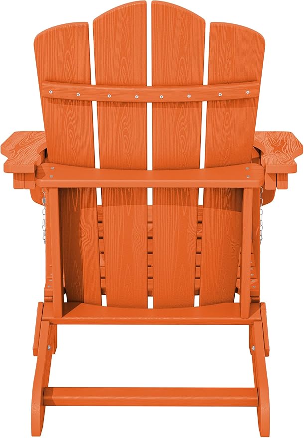 KINGYES Folding Adirondack Chair Set of 8, HDPE All-Weather Folding Adirondack Chair, Orange