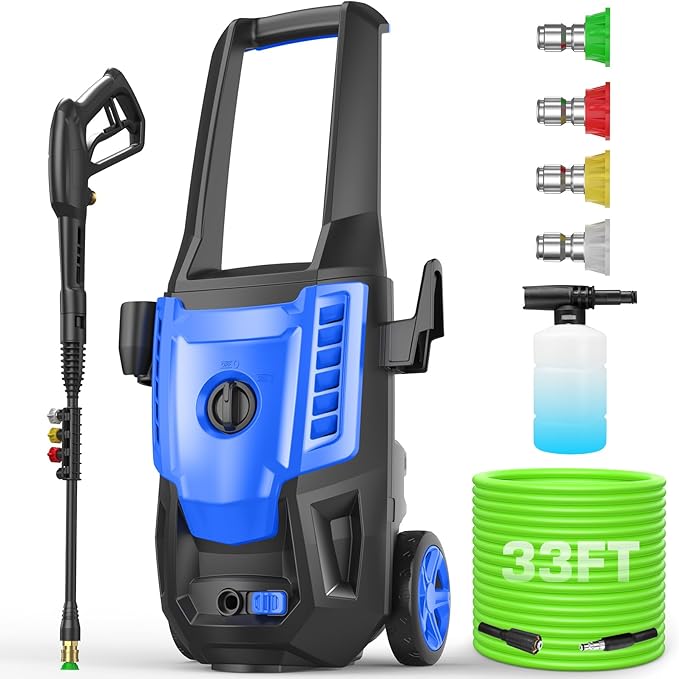 5000PSI Pressure Cleaner, 2025 4.0 GPM High Power Cleaner Machine, with Adjustable Nozzle and Soap Bottle for Cars/Fences/Driveways/Home/Patios (Light Blue)