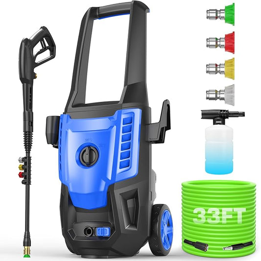 5000PSI Pressure Cleaner, 2025 4.0 GPM High Power Cleaner Machine, with Adjustable Nozzle and Soap Bottle for Cars/Fences/Driveways/Home/Patios (Light Blue)