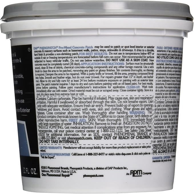 Pre-Mixed Concrete Patch,2 PACK