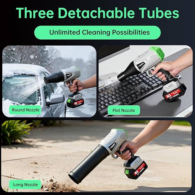 Yogin 21V Cordless Electric Leaf Blower – Lightweight High-CFM Yard Blower with Stepless Speed Control for Lawn, Patio, Leaves & Debris Cleanup