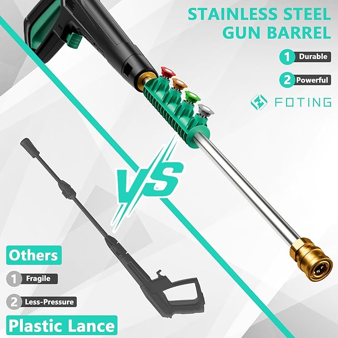 2025Upgraded Pressure Washer 5000PSI with Adjustable Touch Screen 8 Level, 34" Tall, 4 Quick Connect Nozzles,Inlet Hose&Filter&500mlFoam Cannon for Cars/Fences/Driveways/Home Cleaning,Green