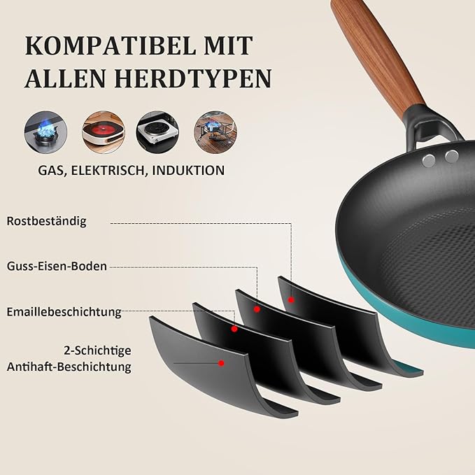 YUTANN Nonstick Frying Pan 12 inch, Ceramic Cast Iron Skillet, Lightweight Pre-seasoned Cast Iron Pan with Detachable Handle, Dishwasher & Oven Safe, Free of PFAS and PFOA