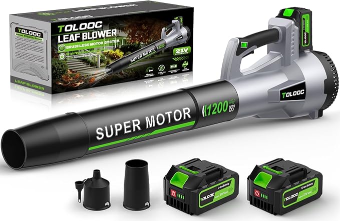 Leaf Blower Cordless,1200W Brushless Electric Blower with 2 X 5.0Ah Battery, 6 Speed Levels,Lightweight Battery Leaf Blower for Lawn Care, Garden, Yard, Best Gifts for Men, Father, Dad, 2025