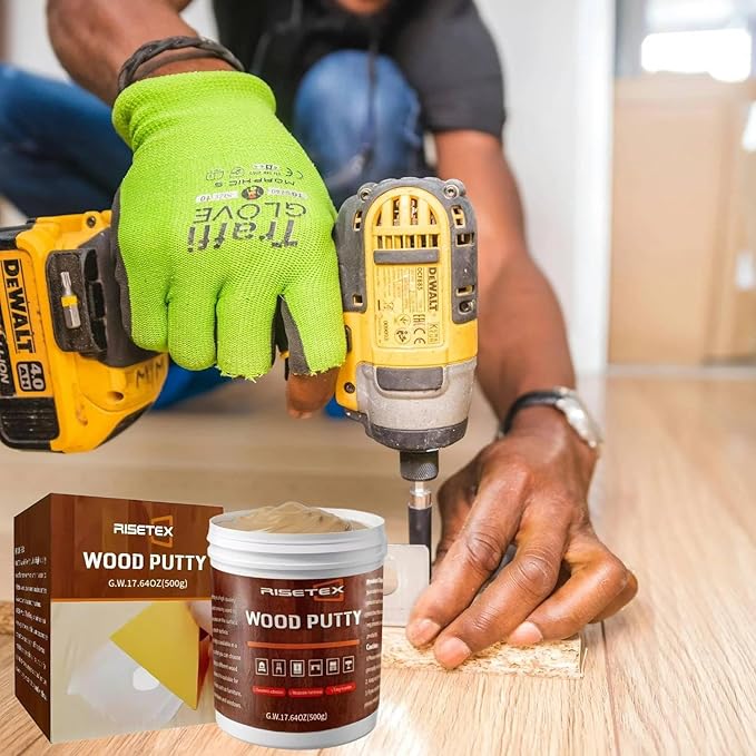 Wood Putty，Wood Filler，Wooden Putty Stainable，17.64 Ounce Walnut Repair Kit Paintable for Quickly Repair Any Breaks，Cracks，Chips，Defects in Wooden Furniture,Easy to Use and Sand
