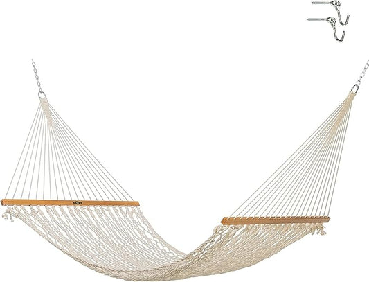Original Pawleys Island 15OC Presidential Original Cotton Rope Hammock with Free Extension Chains & Tree Hooks, Handcrafted in The USA, Accommodates 2 People, 450 LB Weight Capacity, 13 ft. x 65 in.
