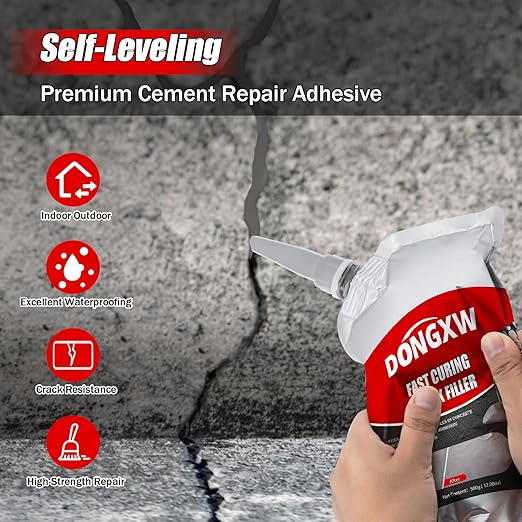 Concrete Crack Filler, Quick-Drying Waterproof Cement Crack Repair Sealant, High Elasticity Sealing Adhesive for Concrete, Weather-Resistant Caulking Glue for Joint, Outdoor(4 pcs)