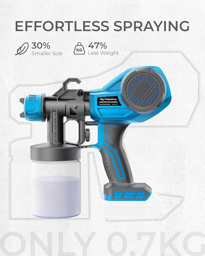 Tilswall Cordless Paint Sprayer for Dewalt 20V Battery,Electric Spray Paint Gun for House Painting,Furniture,Wall,Cabinets,Iron Fence(Battery Not Included)