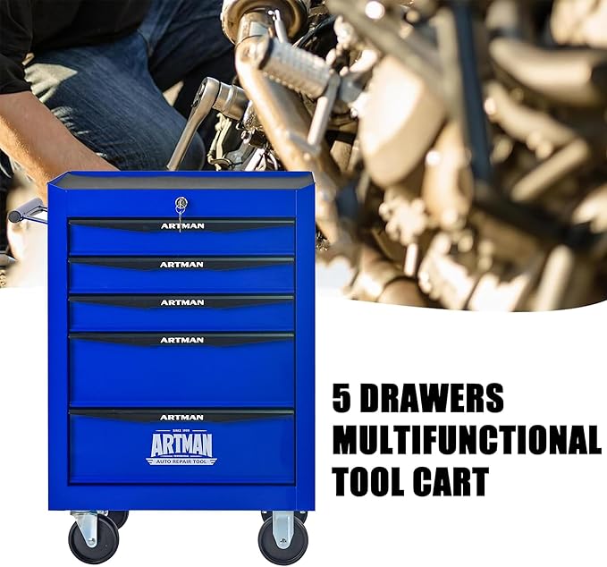 5 Drawers Tool Cart on Wheels, Multifunctional Rolling Tool Box, Drawers Rolling Trolley Organizer Tools Storage Chest for Warehouse,Garage,Workshop,Repair Shop (5 Drawers-30.5" H)
