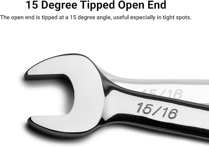 Capri Tools 15/16-inch Combination Wrench, 12 Point, SAE, Chrome (1-1412)