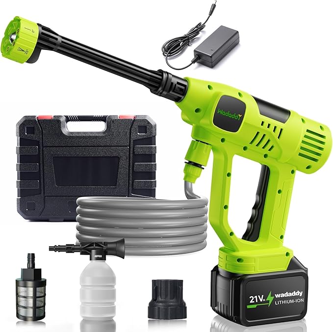 Cordless Power Washer, 900 PSI Cordless Pressure Washer, Portable Power Washer with 3.0Ah Battery&Charger & 6-in-1 Nozzle, 17FT Drain Hose, Portable Pressure Washer for Car WashHomeYard
