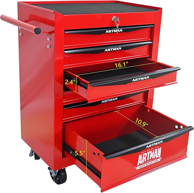 6 Drawers Rolling Tool Box on Wheels, Multifunctional Tool Cart, Drawers Rolling Trolley Organizer Tool Storage Chest for Warehouse,Garage,Workshop,Repair Shop (6 Drawers-30.5" H)