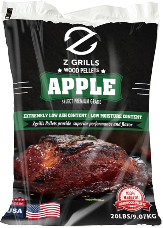 Z GRILLS Wood Pellets for Smoker Grill, 100% All-Natural Hardwood Apple Pellet, 20lbs