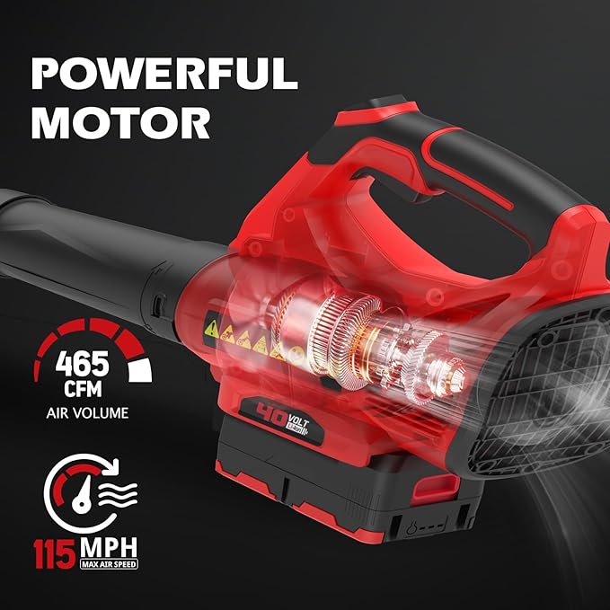 PowerSmart Cordless Leaf Snow Blower with 40V Battery and Charger, 2 Speeds, Lightweight, for Lawn Care, Yard, Sidewalk, Car