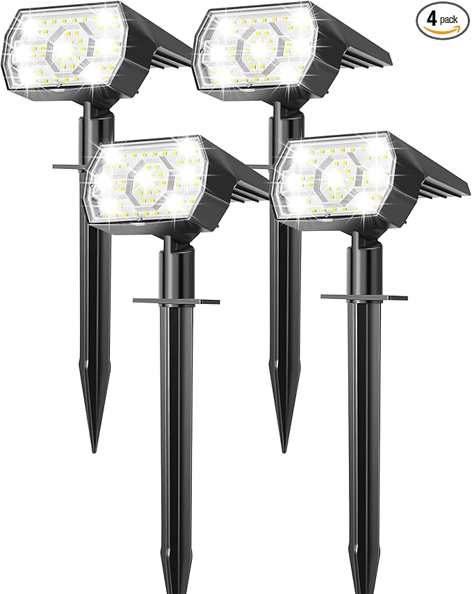 Kaxiida Solar Lights Outdoor Waterproof IP68, 3 Lighting Models Solar Powered Spot Lights Outdoor, 56LED Light Dusk to Dawn for Yard Patio Garden Pathway Landscape Lighting