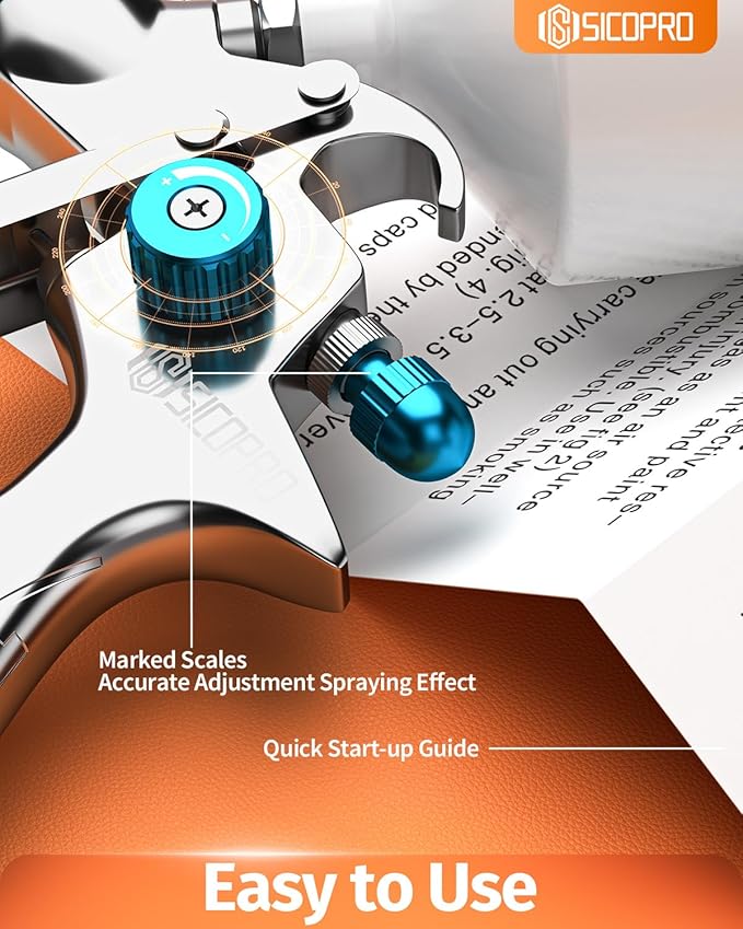 HVLP Paint Sprayer Gun, Air Paint Sprayer for House Painting, Cars, Paint Guns Automotive, 1.4/1.7/2.0mm 15 Nozzle Holes, Air Regulator