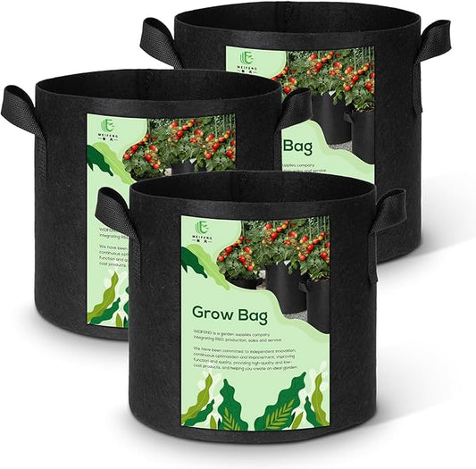 WEIFENG 15 Gallon Grow Bags Garden Bags 3-Pack Planting Pots with Handles