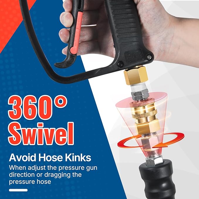 YAMATIC Pressure Washer Hose 50 FT, 3/8" Non-Marking Hot Water Use, 4000 PSI Steel Wire Braided Rubber Jacket – Replacement Power Washer Hose for Commercial Use