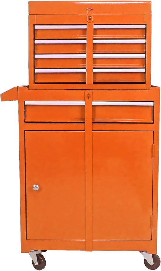 5 Drawer Rolling Tool Chest,Tool Storage Cabinet & Tool Box Cart with Wheels, Big Tools Removable Tool Box Combo,Tools Storage Boxs,Tools Case for Garage Warehouse Workshop (Orange)