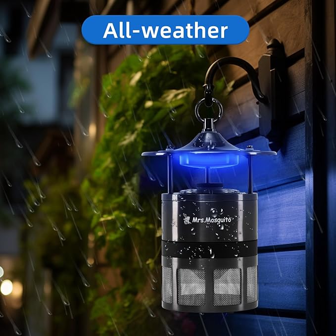 Outdoor Mosquito Trap – Premium Stainless Steel Insect Killer with UV Light & Octenol Lure, Rainproof, Ultra-Quiet, 15,000-Hour Lamp Life, Safe for Family & Pets