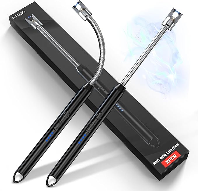 2 Pack Plasma Arc Electric Lighters Rechargeable - USB Long Reach for Scented Candles, BBQ Grill &Camping - Windproof Design Lighters - Stocking Stuffers