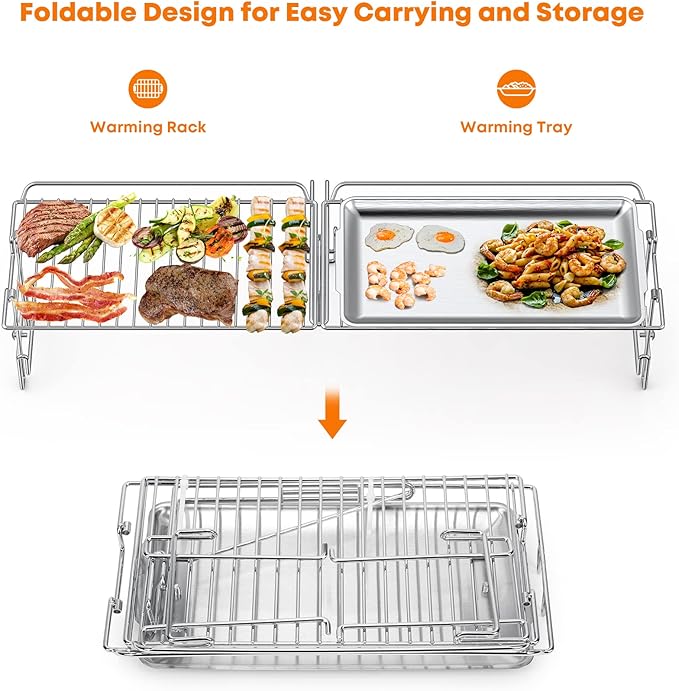 Stanbroil Griddle Warming Rack and Tray for 36" Blackstone Griddle, Foldable Cooking Grate BBQ Accessories Compatible with 36" Blackstone Griddle (Not Work with Hood)