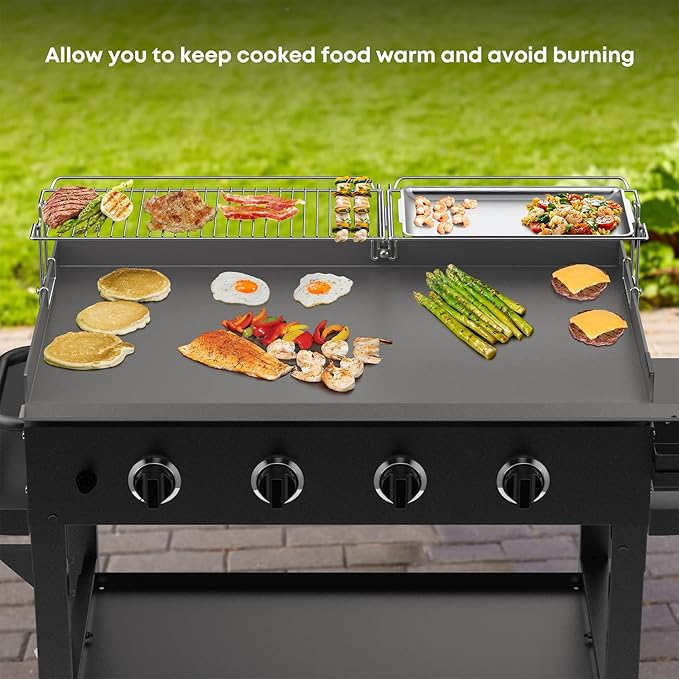 Stanbroil Griddle Warming Rack and Tray for 36" Blackstone Griddle, Foldable Cooking Grate BBQ Accessories Compatible with 36" Blackstone Griddle (Not Work with Hood)