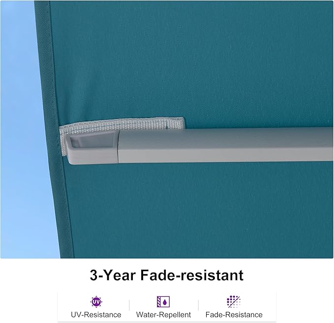 PURPLE LEAF 9' X 12' Right-left Tilt Patio Umbrella Swivel White Cantilever Umbrella with Tilt Aluminum Outdoor Umbrella with 360° Rotation for Deck Pool Garden, Turquoise