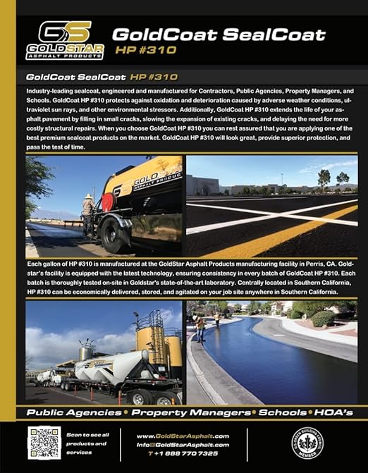 GoldStar Asphalt HP #310 High-Performance Seal Coat – Commercial Grade Asphalt Repair Sealant for Driveways, Roads & Parking Lots – Easy Pour Formula – 5-Gallon