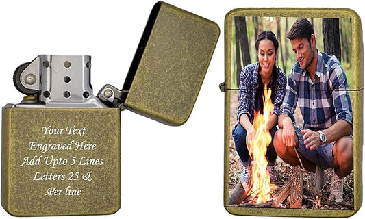 Custom Gifts Infinity Lighter! Personalize Lighter with Your Photo or Logo! Customized (Antique Gold) - Christmas, Halloween & Valentines Day Gift