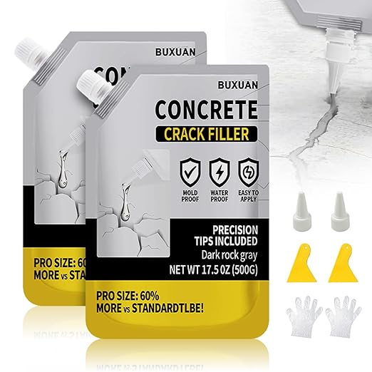 Concrete Crack Filler, Cement Crack Filler Outdoor, Waterproof Repair Sealant, Quick-Drying Sealing Adhesive, for Driveway, Walkway, Patio, Joint (2)