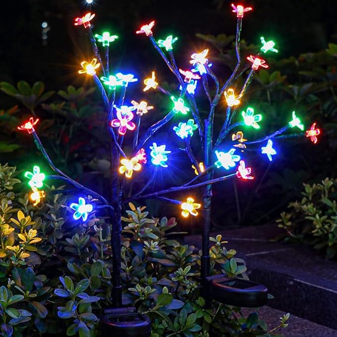 Solar Garden Lights Garden Decor, Solar Flowers Outdoor Decorative,2Pack 40LED Fairy Solar Lights Outdoor Waterproof for Outside Yard,Lawn,Patio,Pathway Christmas Decorations Gardening Gifts