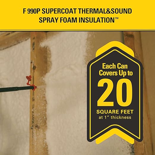 STANLEY F 990P Supercoat Spray Foam Insulation Kit - Closed Cell Spray Foam Covers Up to 960 Sq.Ft.,(11.32/2 inch R-Value) - Including Gun, Cleaner, Safety Items - 27.1 oz, 48 Pack