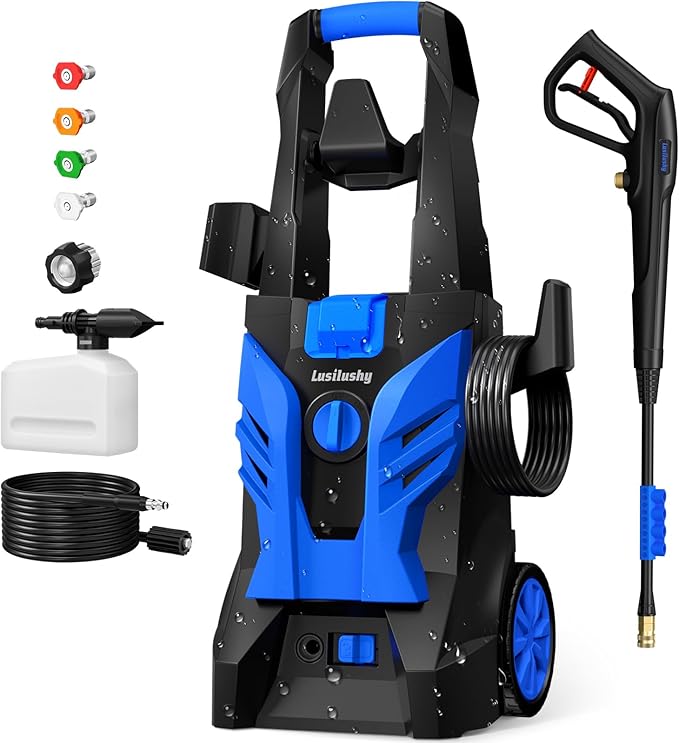 Pressure Washer, Power Washer with 4 Nozzles and Foam Cannon, High Pressure Cleaning Machine for Cars, Driveways, Fences, Patios, Home Cleaning.