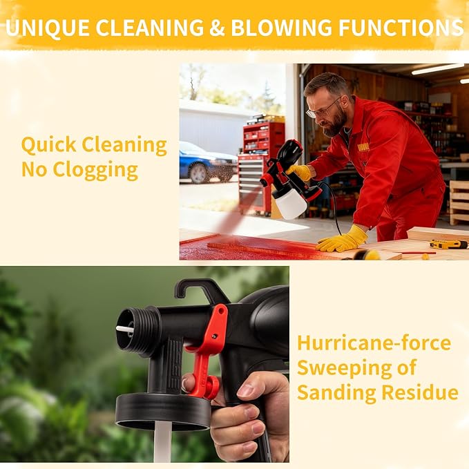 Paint Sprayer - Ultra-Light Electric Spray Gun with 5 Nozzles & 3 Spray Patterns, Perfect for Furniture, Cabinets, Fences, Walls, Doors, Garden Projects & DIY Home Improvement(Black)
