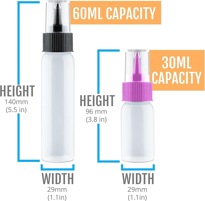 Free Hand Writer Bottles - 6 Easy Small Squeeze Bottles - 3 Each (1 and 2 Ounce) - Cookie Cutters, Cake and Baking Decoration, Food Coloring & Royal Icing Supplies for Writing (6 bottles)
