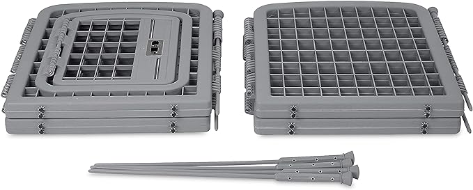 Amazon Basics 8-Panel Octagonal Plastic Pet Pen Fence Enclosure With Gate, 28 inches, Grey