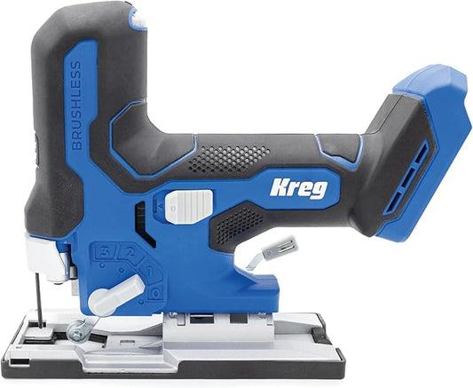 Kreg 20V Ionic Drive Barrel Grip Jigsaw - Cordless, Compact & Ergonomic - Precision Cutting - 20V Variable Speed - LED Lights & Built-In Blower - Bare Tool - KPTJS100A