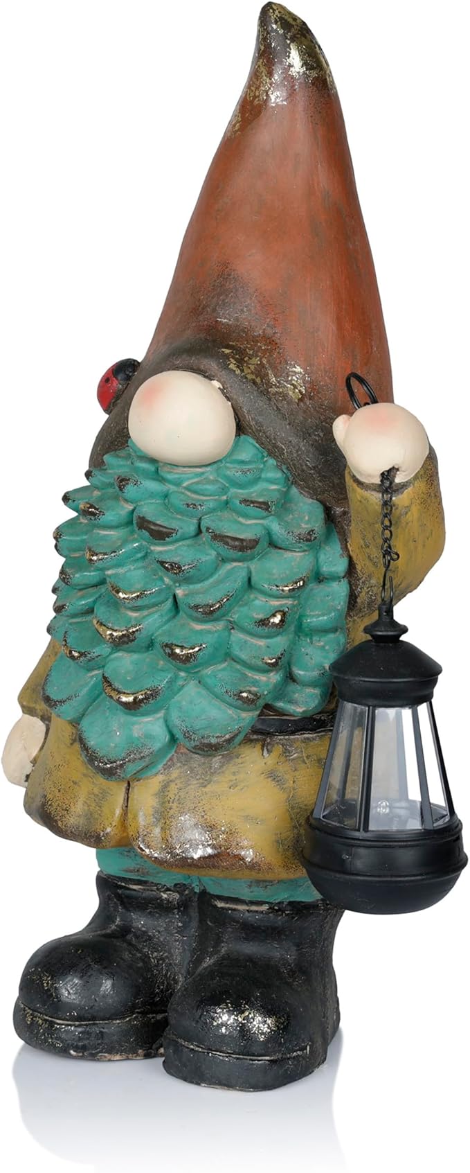 Alpine Corporation MCC856SLR Solar Vintage Gnome Holding Lamp w/Orange Hat, Whimsical Décor for Patio, Lawn & Garden, 20" H