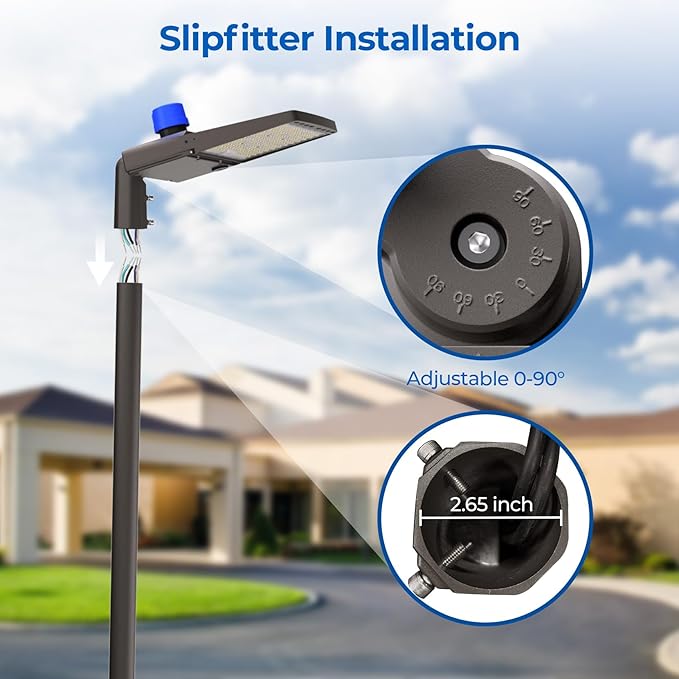 CINOTON LED Parking Lot Light - 48000LM 300W UL Listed - 0-10V Dim Dusk to Dawn - IP65 Adjustable Slipfitter Mount Outdoor Security Lighting for Square Street Court Stadium Driveways, 5000K, 100-277V