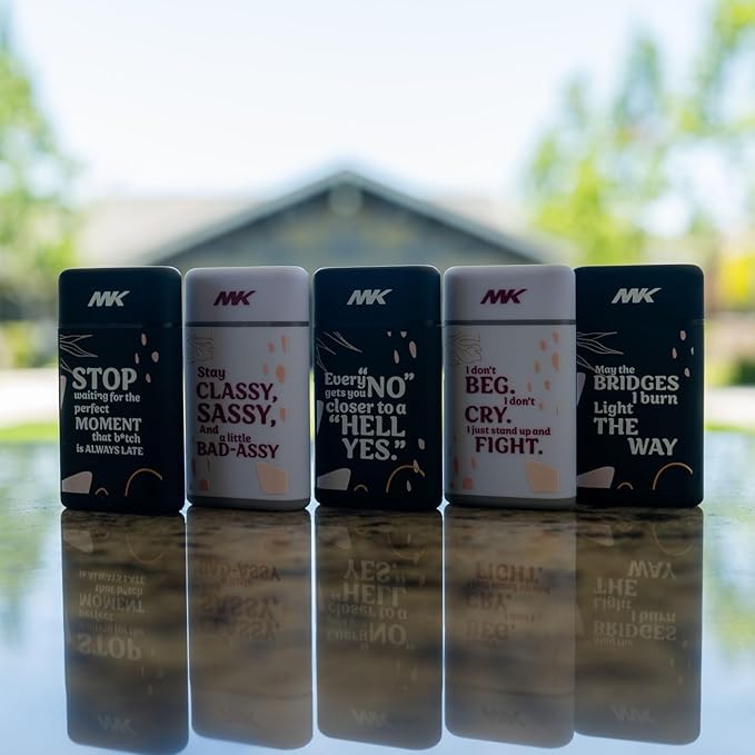 MK Lighter 5-Pack Torch Flame Pocket Lighters, Refillable and Multipurpose, Ideal for Candles, BBQ, Camping, and Everyday Use (Affirmation-5PC)