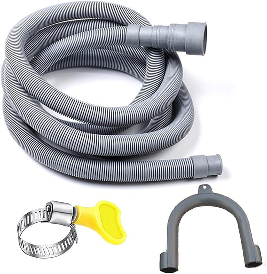 HLMOptimo 13 Feet Universal Washing Machine Drain Hose Flexible Dishwasher Drain Hose Extension Kits Corrugated Washer Hose w/ 1 Adapter 4 Clamps 1 U-Bend Holder
