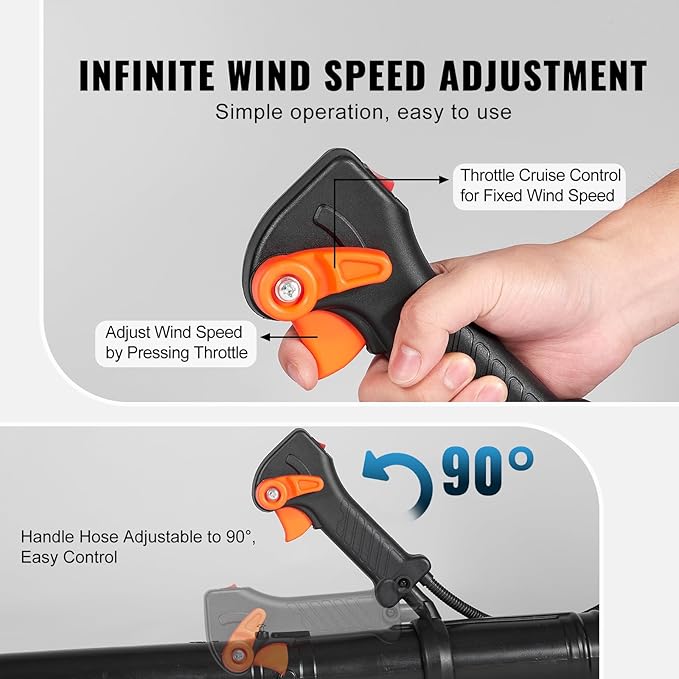 VEVOR Backpack Leaf Blower, 52CC 2-Cycle Leaf Blower with 1.37L Fuel Tank, 480CFM Air Volume 175MPH Speed, Ideal for Lawn Care, Leaf Cleaning, and Snow Removal