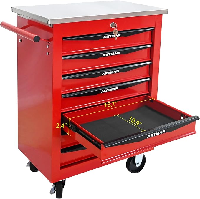 7 Drawers Rolling Tool Box on Wheels, Multifunctional Tool Cart, Drawers Rolling Trolley Organizer Tool Storage Chest for Garage,Workshop,DIY Multiple Interconnectable(4 Drawers-30.5" H)