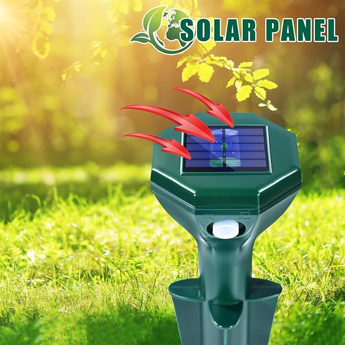 4 Pack-Solar Mole Repeller - Sonic Mole Repeller - Snake Repellent for Yard and Lawn Garden - Mole Repeller - Waterproof Ultrasonic Pest Control Outdoor Keep Mole Away from Yard Lawn (4)