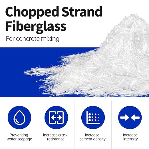 NEZUIBAN 4.8LB Fiberglass for Cement Mortar Mix, Concrete Fiber Reinforcement for Anti-Seepage and Anti-Cracking, Glass Fibers Concrete for Building Walls Garden Floor (3/4", 19 mm)