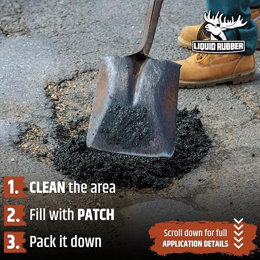Liquid Rubber Asphalt Patch – 11lb Pail Ready-to-Use Pothole Repair for Driveways, Parking Lots, Pathways & Roads – Easy All-Weather Application – No Mixing Required