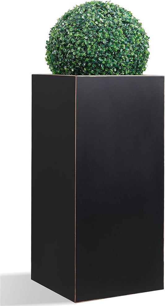 Wallowa Metallic Heavy Tall Outdoor/Indoor Planter Box 14Lx14Wx30H Inches Rectangular Large Flowerpot, Tall Metal Planter Box for Front Porch ‎25 Pounds, No Assembly Required, Black, 1 Pack